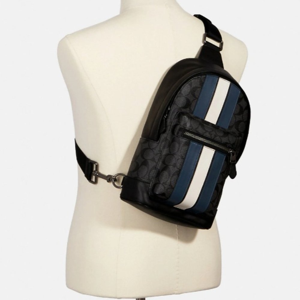 West Pack In Signature Canvas With Varsity Stripe (BRAND NEW) - Picture 2 of 3